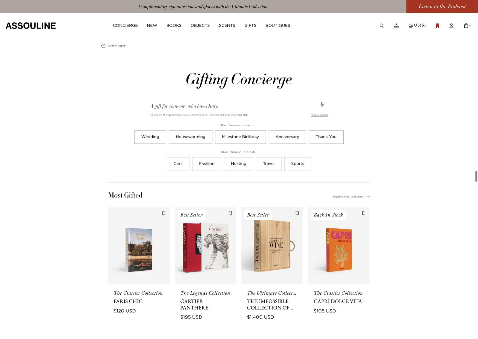 The Assouline Gifting Concierge page